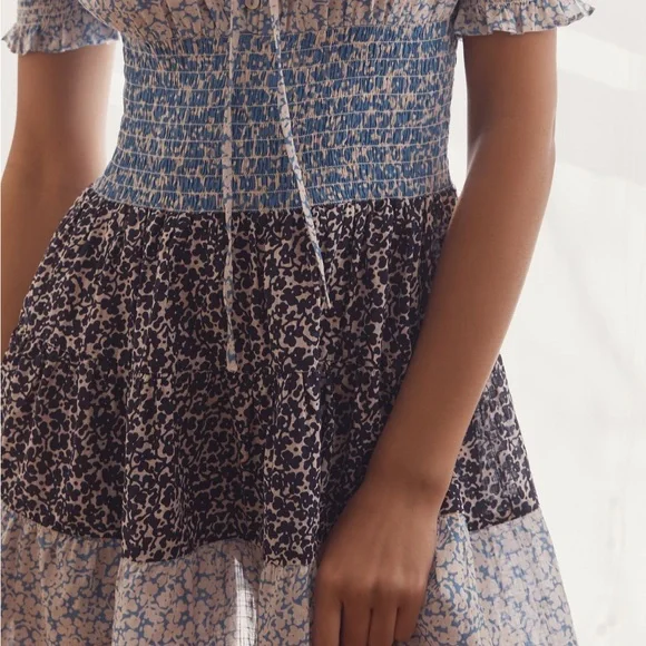 Anthropologie Blue and Black Floral Dress - Picture 2 of 3